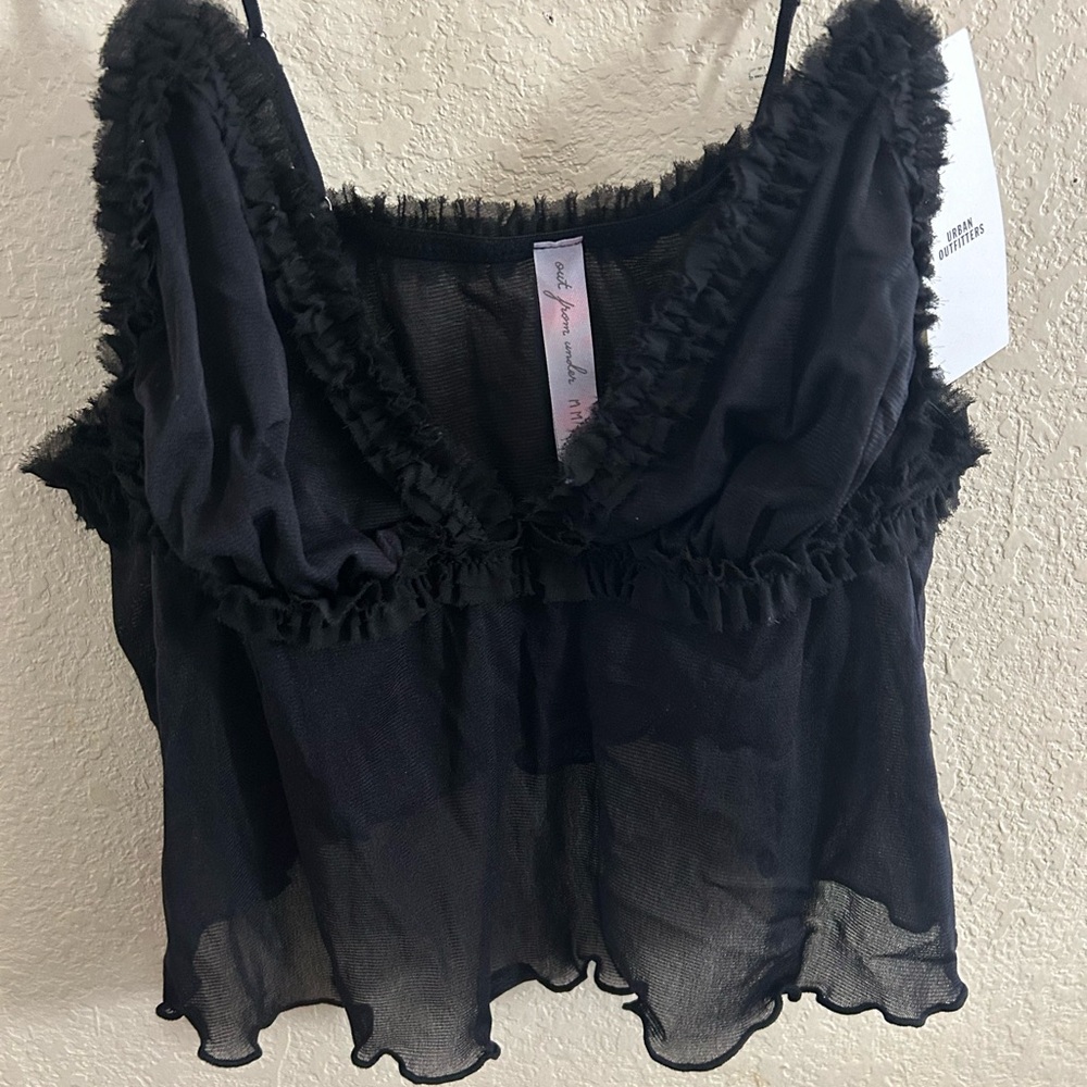Out from under Black Ruffled Top - Picture 2 of 4
